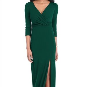 NWOT AFTER SIX XS Hunter Green Stretch Crepe Gown